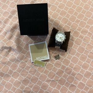 Michael Kors Silver and White Woman’s Watch